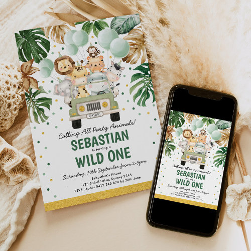 Tropical Safari Wild One Jungle Animals Birthday