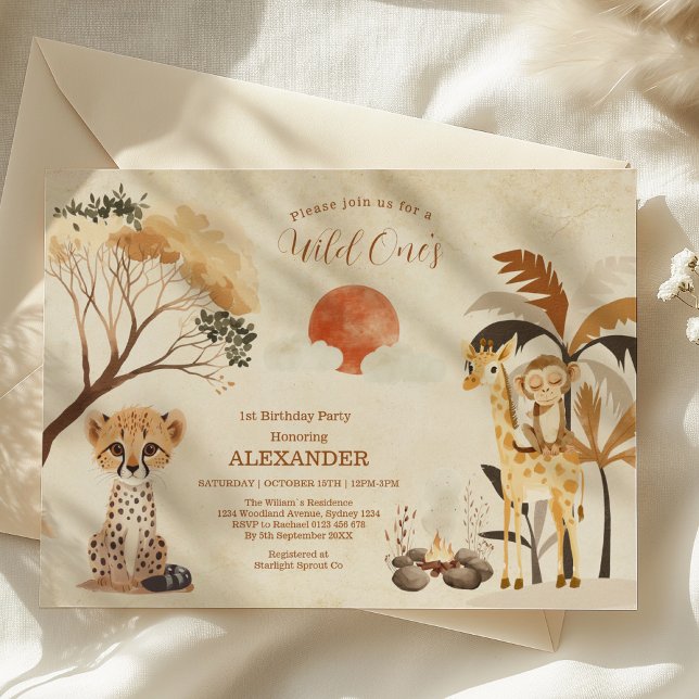 Tropical Safari Wild One Jungle Animals Birthday  Invitation (Creator Uploaded)