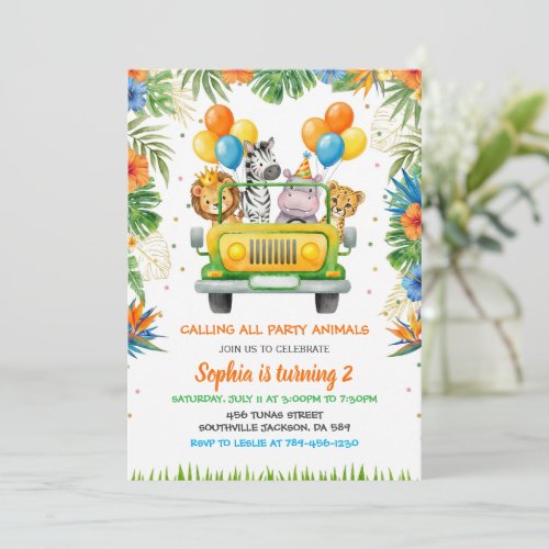 Tropical Safari Wild One Jungle Animals Birthday