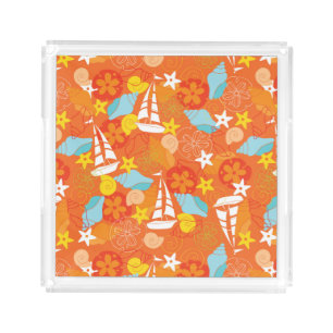 Tropical Sailboat Pattern Acrylic Tray