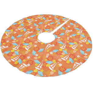 Tropical Sailboat Pattern Brushed Polyester Tree Skirt