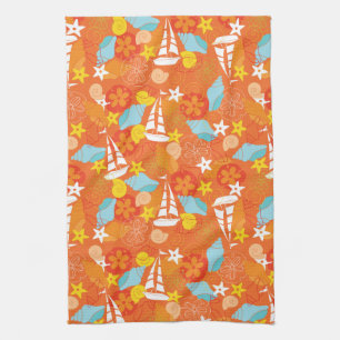 Tropical Sailboat Pattern Kitchen Towel