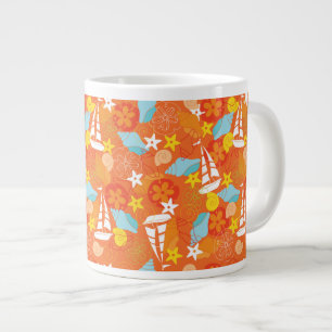 Tropical Sailboat Pattern Large Coffee Mug