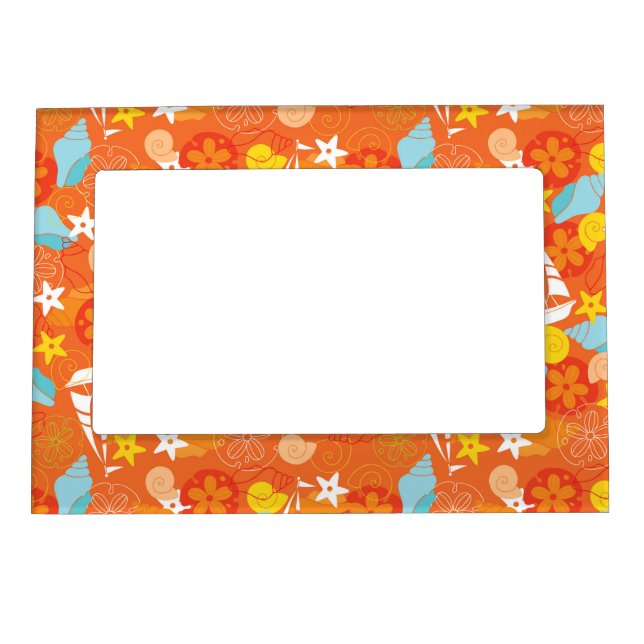 Tropical Sailboat Pattern Magnetic Photo Frame (Front)