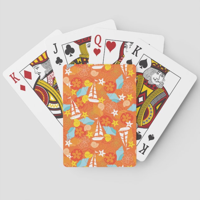 Tropical Sailboat Pattern Poker Cards (Back)