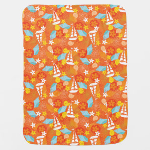Tropical Sailboat Pattern Stroller Blanket