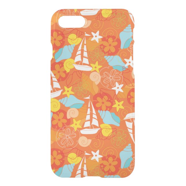 Tropical Sailboat Pattern Uncommon iPhone Case (Back)