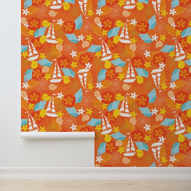 Tropical Sailboat Pattern Wallpaper (Application)