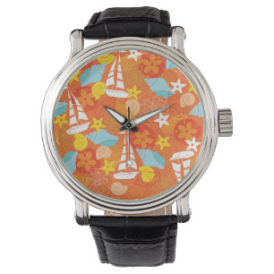 Tropical Sailboat Pattern Watch