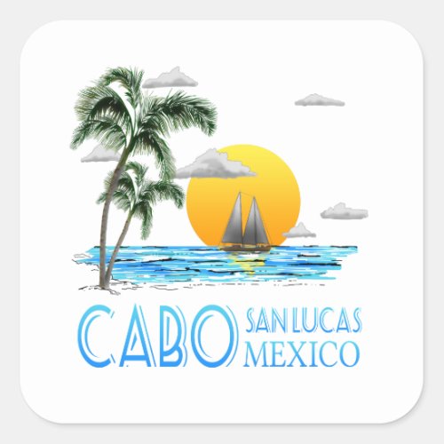 Tropical Sailing Cabo San Lucas Mexico Square Sticker