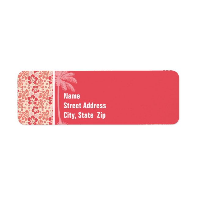 Tropical Salmon & Coral Pink Floral Pattern Label (Front)