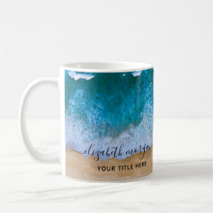 Tropical Sand and Beach Ocean Waves Name Coffee Mug