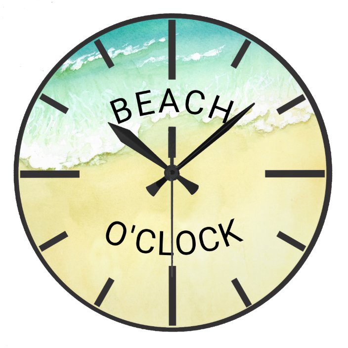 Tropical Sand and Ocean Waves Beach O'Clock Large Clock | Zazzle.com