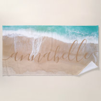 tropical sand beach ocean meditation personalized beach towel