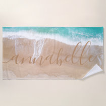 tropical sand beach ocean meditation personalized towel