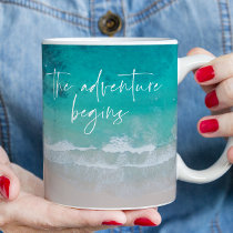 Tropical sand beach ocean personalized adventure coffee mug