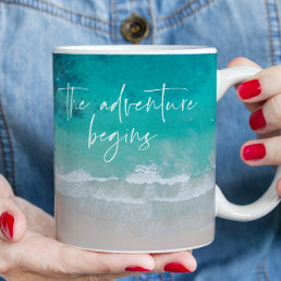 Tropical sand beach ocean personalized adventure coffee mug