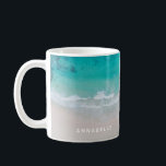 Tropical sand beach ocean personalized modern coffee mug<br><div class="desc">Tropical sand beach ocean personalised design.</div>