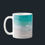 Tropical sand beach ocean personalized modern coffee mug<br><div class="desc">Tropical sand beach ocean personalised design.</div>