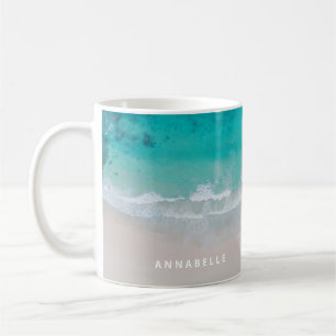 Tropical sand beach ocean personalized modern coffee mug
