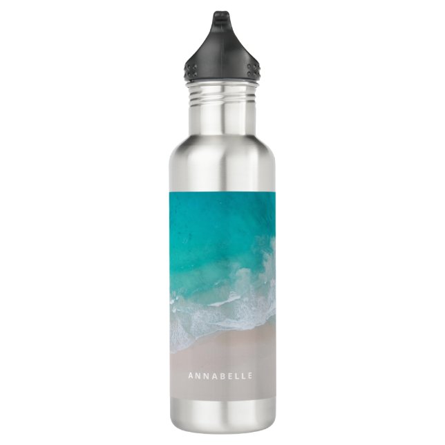 Tropical sand beach ocean personalized the adventu stainless steel water bottle (Right)