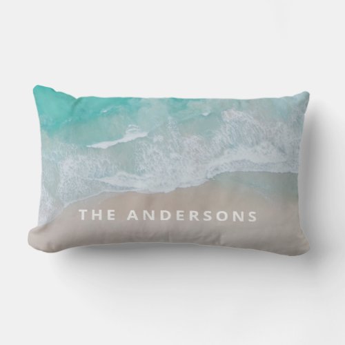 tropical sand beach ocean sunny waves modern  lumbar pillow