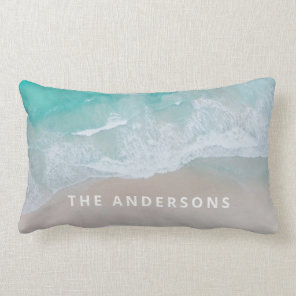 tropical sand beach ocean sunny waves modern  lumbar pillow