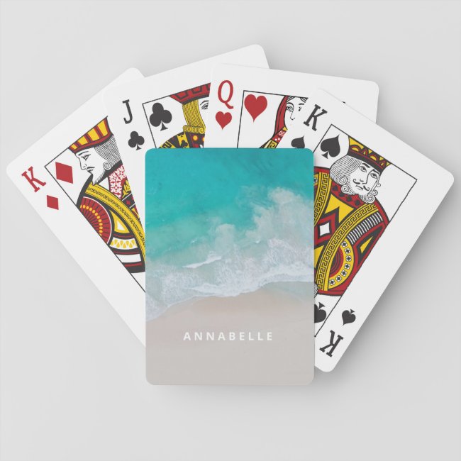 tropical sand beach ocean sunny waves modern  playing cards