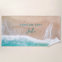 Tropical sand beach ocean sunny waves vacation towel