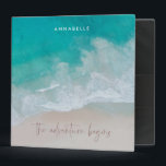 tropical sand beach ocean the adventure begins 3 ring binder<br><div class="desc">Tropical sand beach ocean personalized the adventure begins design.</div>
