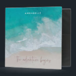 tropical sand beach ocean the adventure begins 3 ring binder<br><div class="desc">Tropical sand beach ocean personalized the adventure begins design.</div>