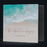 tropical sand beach ocean the adventure begins 3 ring binder<br><div class="desc">Tropical sand beach ocean personalized the adventure begins design.</div>