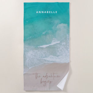 tropical sand beach ocean the adventure begins beach towel
