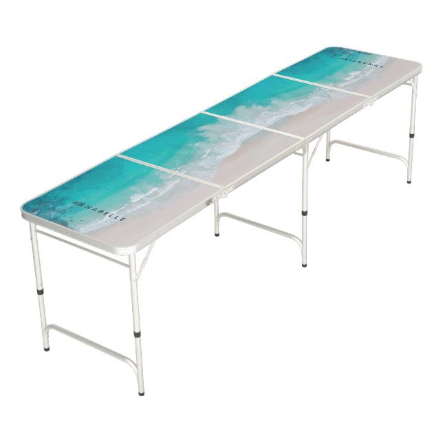 tropical sand beach ocean the adventure begins beer pong table (Angled)