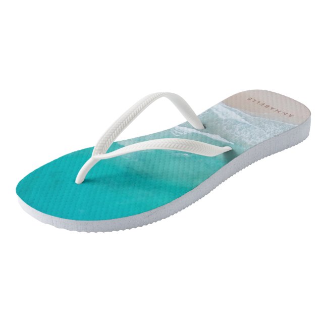 tropical sand beach ocean the adventure begins flip flops (Angled)