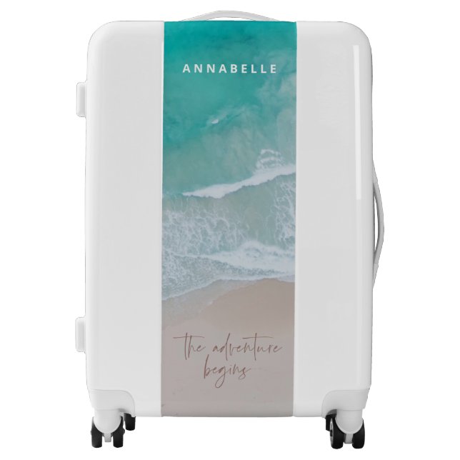 tropical sand beach ocean the adventure begins luggage (Front)