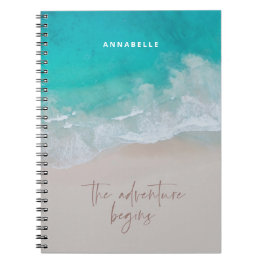 tropical sand beach ocean the adventure begins notebook