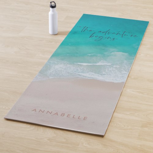 tropical sand beach ocean the adventure begins yoga mat