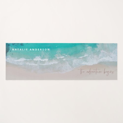 tropical sand beach ocean the adventure begins yoga mat