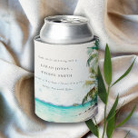 Tropical Sand Beach Watercolor Palm Trees Wedding Can Cooler<br><div class="desc">Tropical Watercolor Palm Trees Theme Collection.- it's an elegant script watercolor Illustration of tropical palm tress on beach perfect for your tropical beachy wedding & parties. It’s very easy to customize,  with your personal details. If you need any other matching product or customization,  kindly message via Zazzle.</div>
