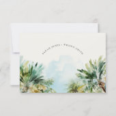 Tropical Sand Beach Watercolor Palm Trees Wedding RSVP Card (Back)