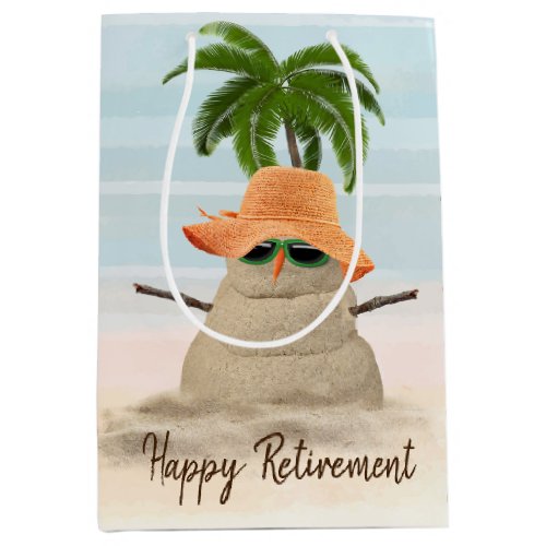 Tropical Sand Man For Retirement Medium Gift Bag