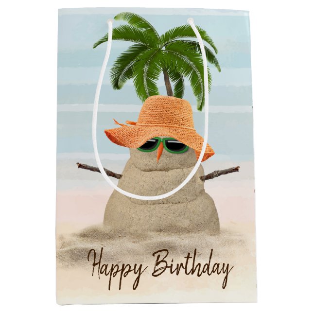 Tropical Sand Man With Palm Tree Medium Gift Bag (Front)