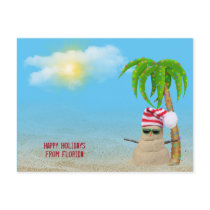 Tropical Sand Man with palm tree Postcard