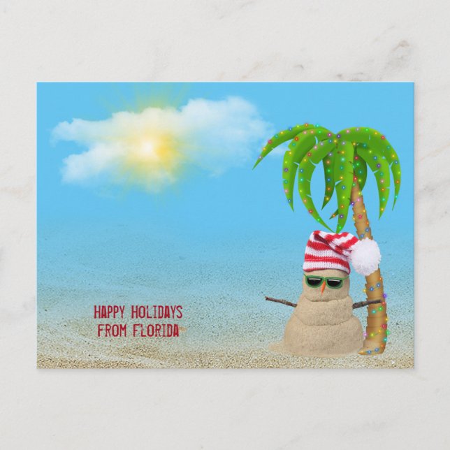 Tropical Sand Man with palm tree Postcard (Front)