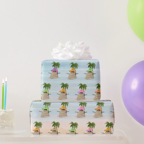 Tropical Sand Man With Palm Tree  Wrapping Paper