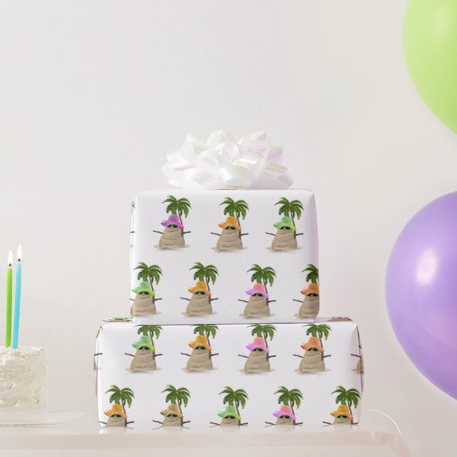 Tropical Sand Man With Palm Tree Wrapping Paper (Party Gifts)