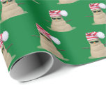 Tropical sand snowman on beach wrapping paper<br><div class="desc">Sand snowman with striped knit hat and sunglasses on sand.
Background color can be edited.</div>