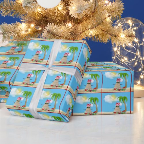 Tropical Sandman With Christmas Gifts Wrapping Paper