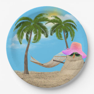 Tropical Sandman With Hammock Paper Plate
